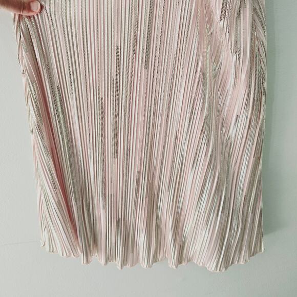 NWT The Impeccable Pig Champagne Pink Silver Plisse Slip Dress Shimmer Size S - Picture 6 of 10